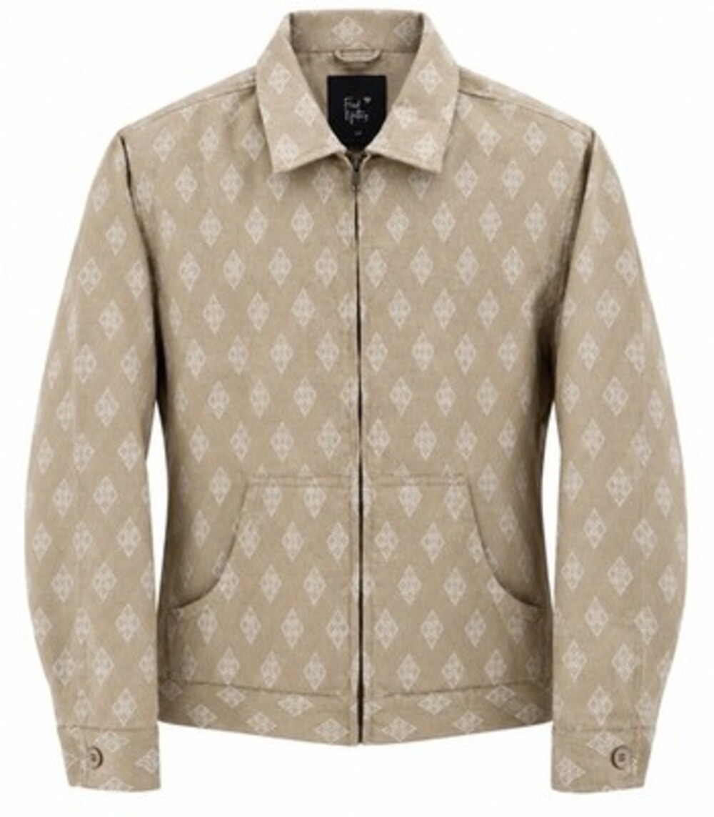 Fried Waters Tapestry Edition Mens Large Geometric Aztec Zip Jacket Tan NWT